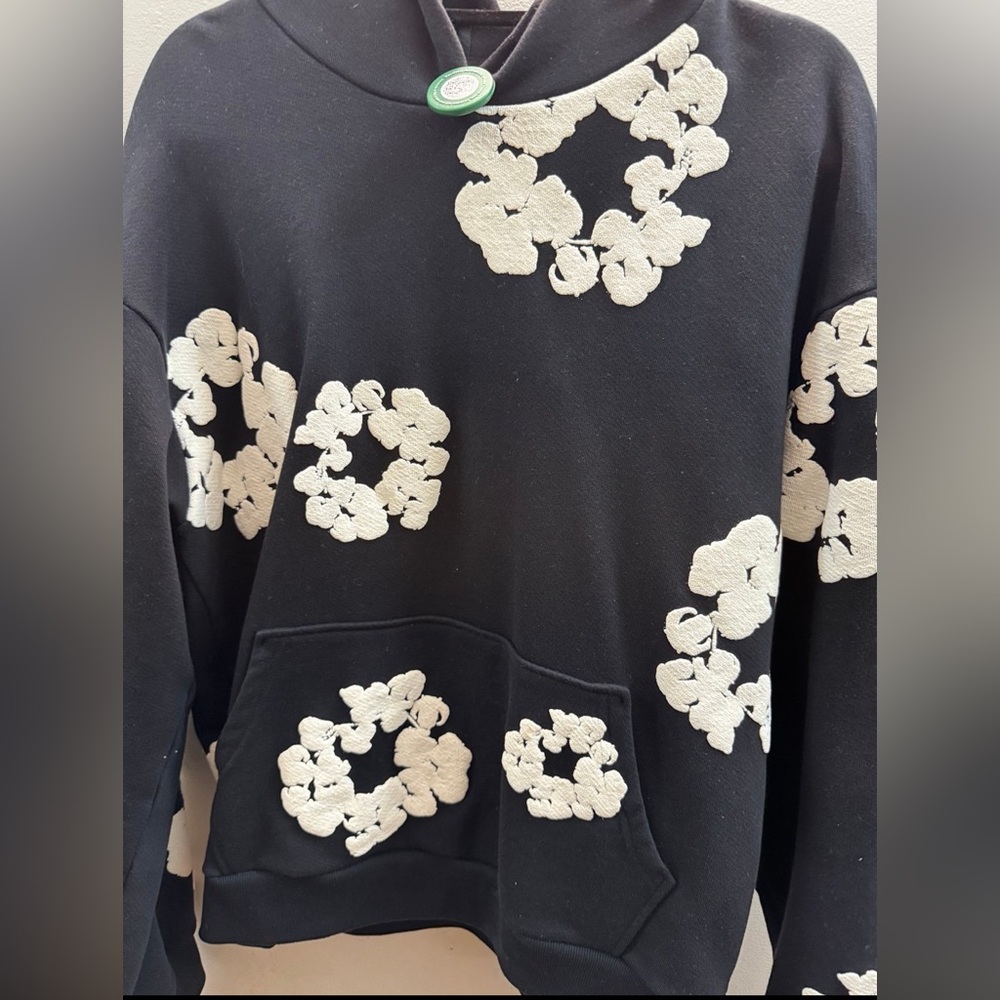 Black and White Floral Hoodie